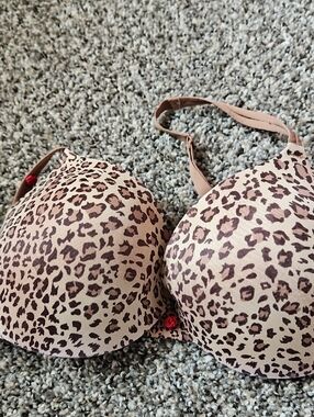 Leopard Print Push-Up Bra - Blush & Brown